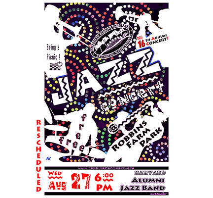RESCHEDULED! – JAZZ CONCERT WEDNESDAY AUG 27, 6 PM – HARVARD ALUMNI JAZZ BAND