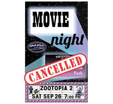 CANCELLED – ZOOTOPIA 2 MOVIE NIGHT — SATURDAY, SEPTEMBER 26th